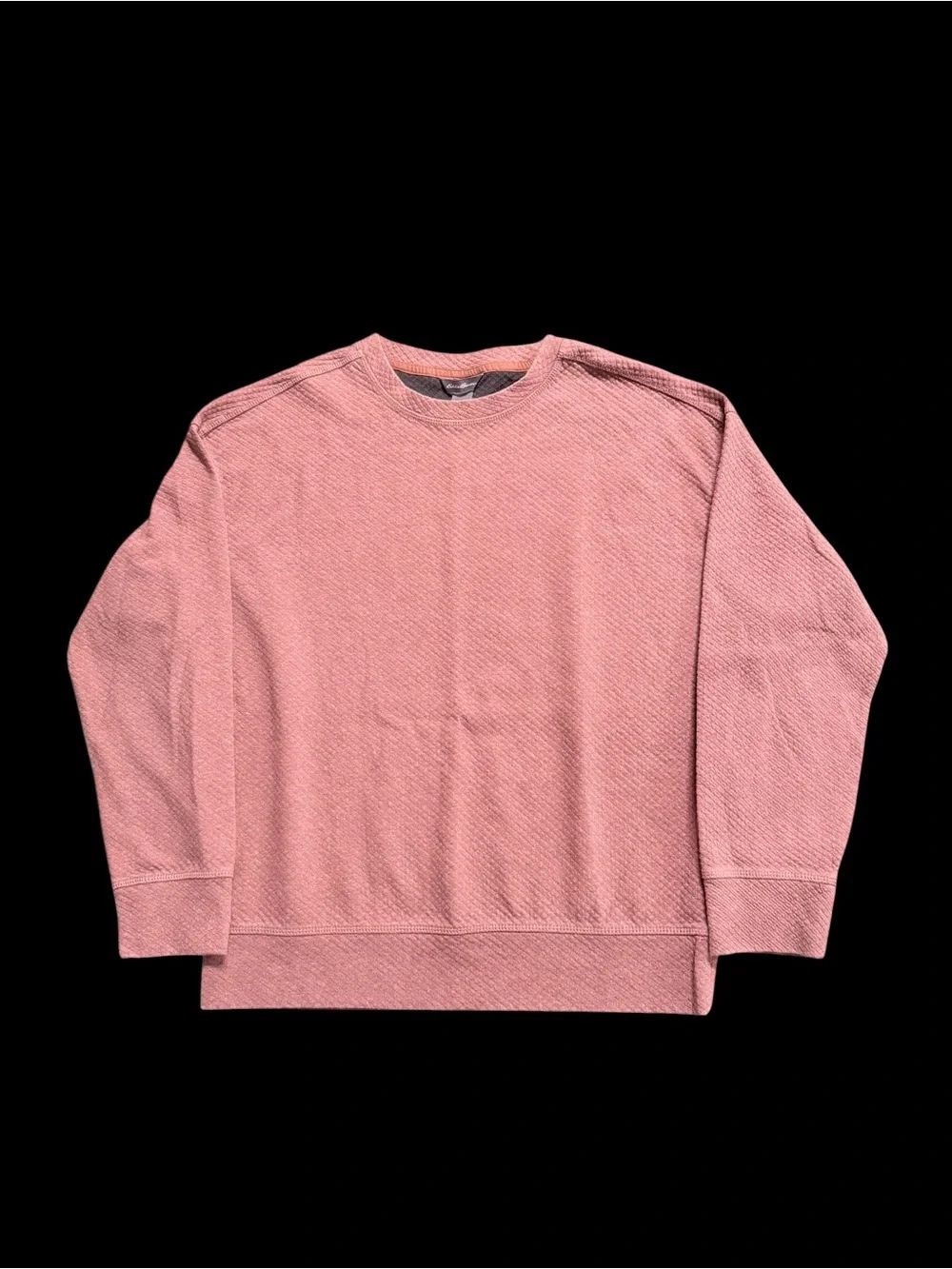 Eddie Bauer Men’s Small Textured Crewneck Sweatshirt Orange Long Sleeve Pullover